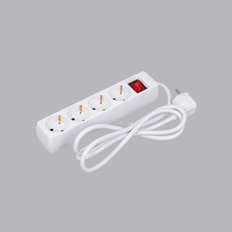 LOB-04K Multiprise 4 prises de forme rectangulaire de type allemand avec interrupteur multiprise