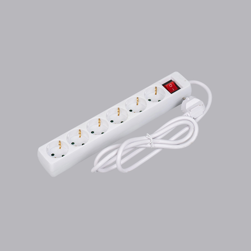 LOB-06K Multiprise 6 prises de forme rectangulaire de type allemand avec interrupteur multiprise