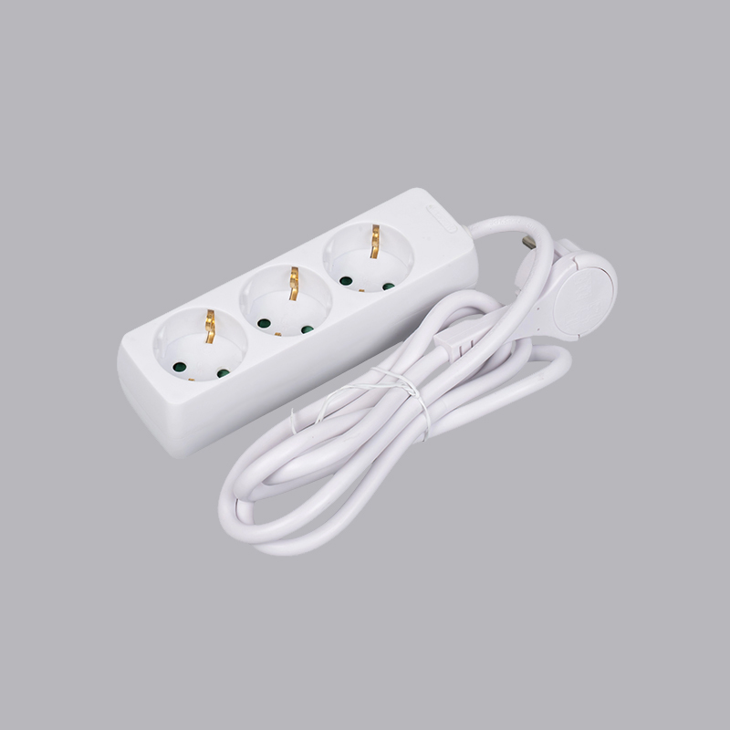 Multiprise 3 voies de forme rectangulaire de type allemand LOB-03L avec anneau de traction multiprise