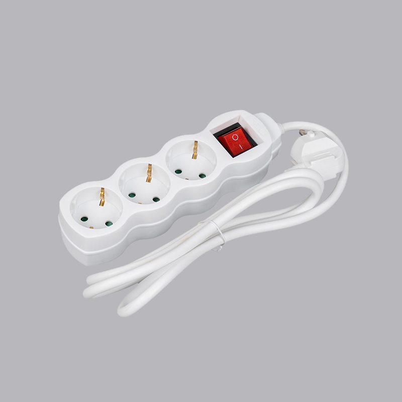 LOG-03K Multiprise 3 voies en forme de gourde de type allemand avec interrupteur multiprise