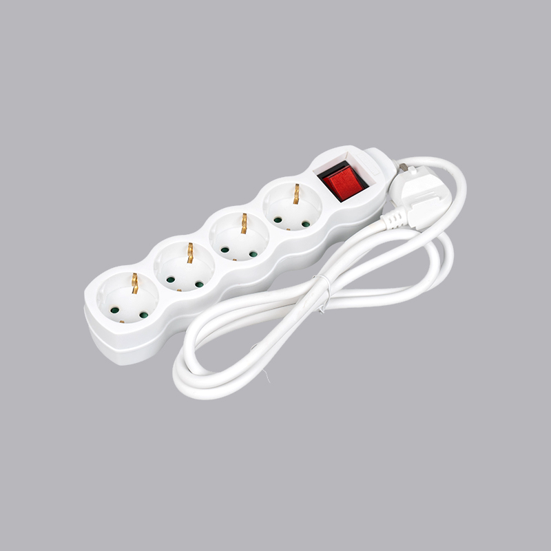 LOG-04K Multiprise 4 voies en forme de gourde de type allemand avec interrupteur multiprise