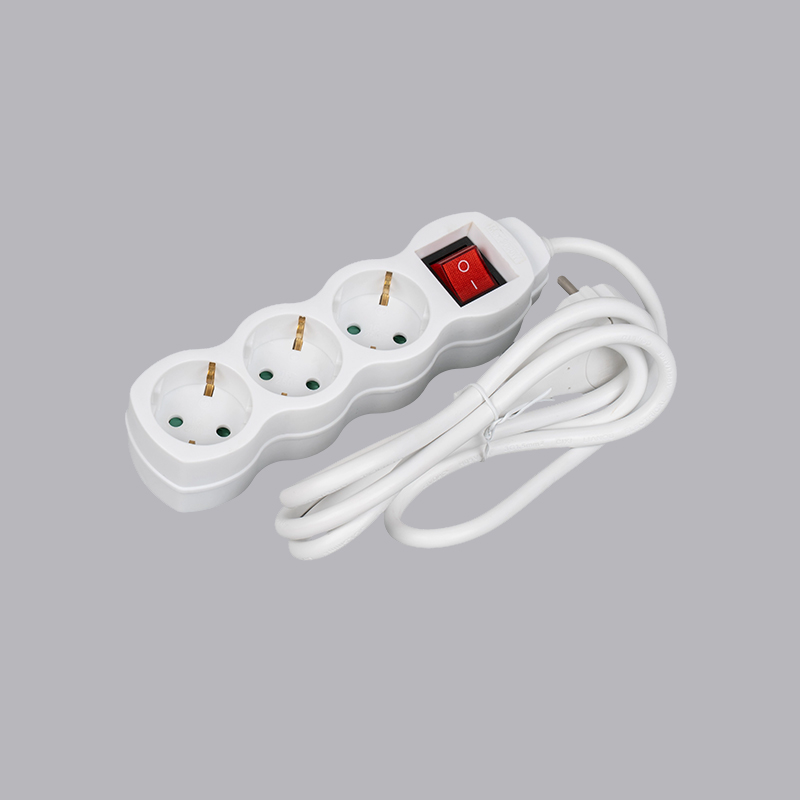 LOG-03KL Multiprise 3 voies en forme de gourde de type allemand avec anneau de traction et interrupteur multiprise