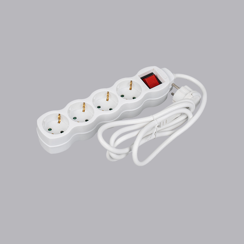LOG-04KL Multiprise 4 voies en forme de gourde de type allemand avec anneau de traction et interrupteur multiprise