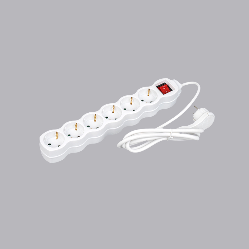 LOG-06KL Multiprise 6 voies en forme de gourde de type allemand avec anneau de traction et interrupteur multiprise