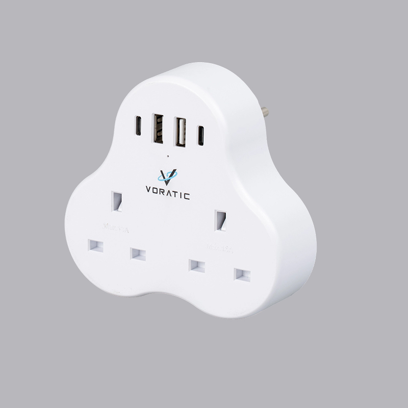 VT-923-DE Royaume-Uni vers Allemagne, 2 prises, 2 ports USB, adaptateur 2 ports typeC