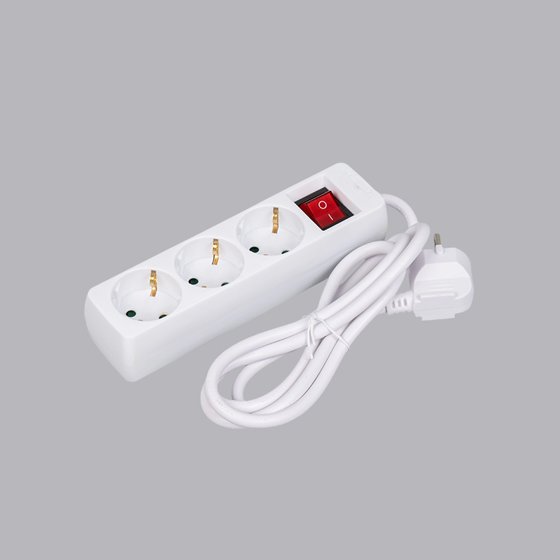 LOB-03K Multiprise 3 prises de forme rectangulaire de type allemand avec interrupteur multiprise
