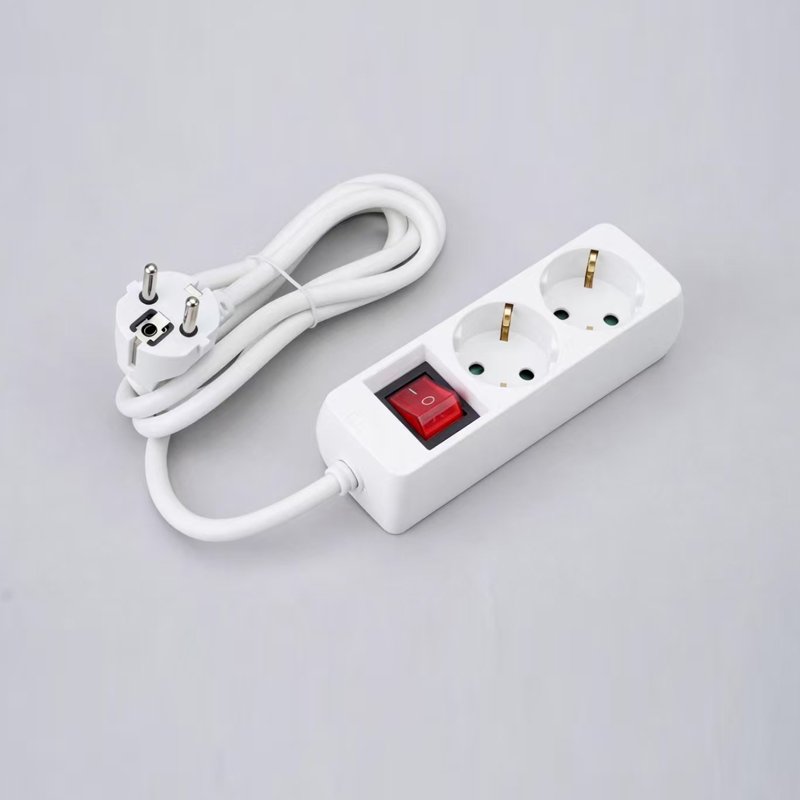 LOB-02K Multiprise 3 prises de forme rectangulaire de type allemand avec interrupteur multiprise