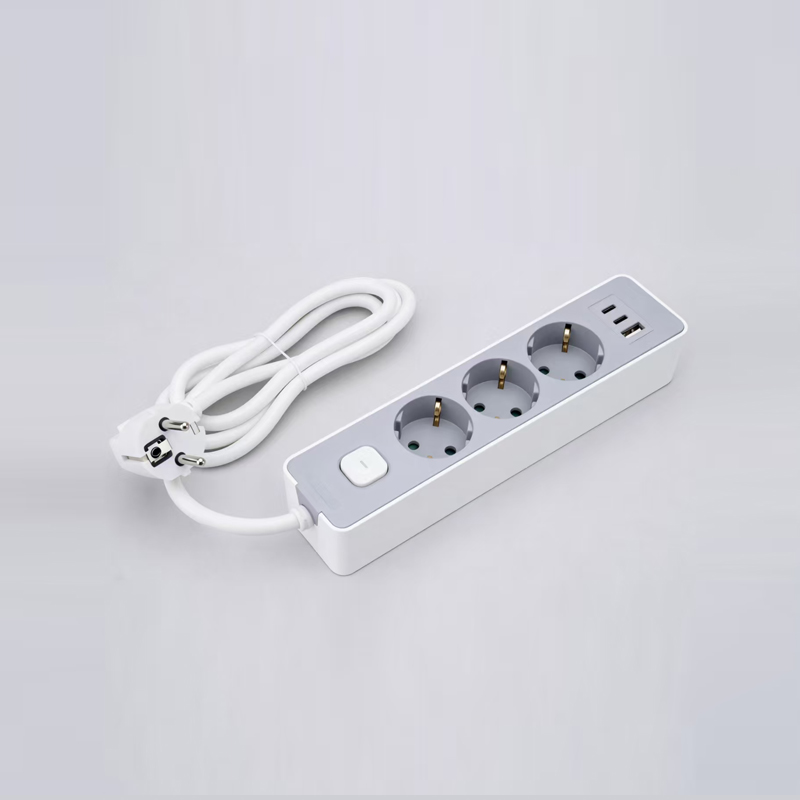 Multiprise 3 prises de type allemand LOB-03K-AC avec interrupteur, chargeur rapide PD, 1 port USB-A et 2 ports type-c multiprise
