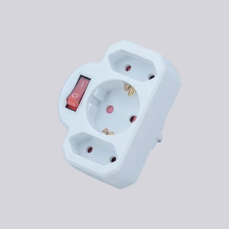 G01-01/2K type allemand une fiche ronde, deux fiches plates, avec adaptateur d'interrupteur
